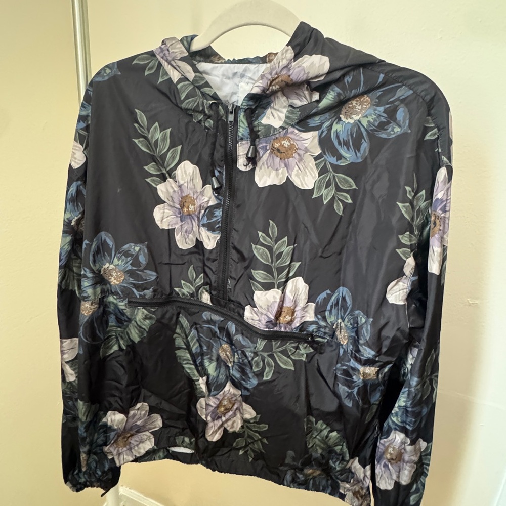 Floral Black Windbreaker Jacket